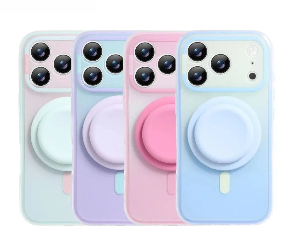 Silicone Magnetic Phone Holder Case With Pop Socket iphone 17/16