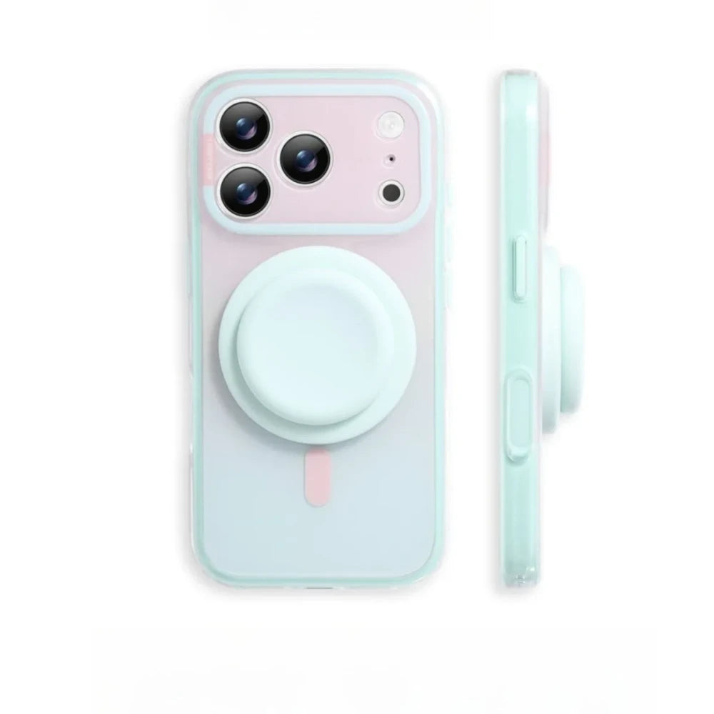 Silicone Magnetic Phone Holder Case With Pop Socket iphone 17/16