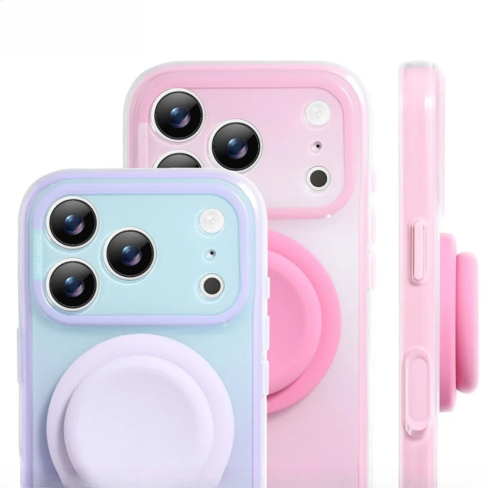 Silicone Magnetic Phone Holder Case With Pop Socket iphone 17/16