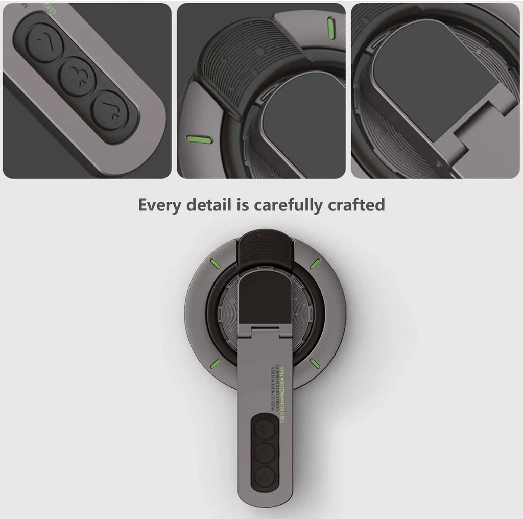 Dual-Sided Magnetic Portable Multi-Function Phone Ring Holder 360° Rotating Desktop Stand Compatible with Multiple Phone Models
